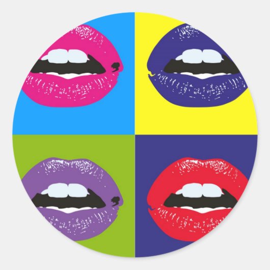 Pop Art Lips Design Runder Aufkleber (Vorderseite)