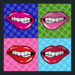 Pop Art Lips Poster<br><div class="desc">Retro inspiriert Kunstwerk mit einem lustigen "Pop" der Farbe.</div>
