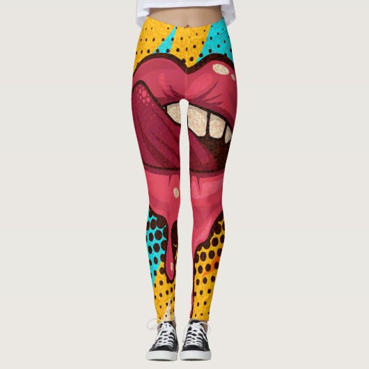 Pop Art Lips: Vintag Trendy Leggings (Vorderseite)