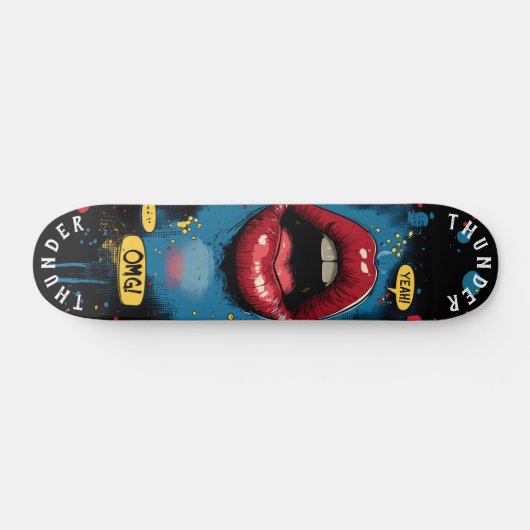 Pop Art Lips with Comic Expressions - Fett Retro Skateboard (Horizontal)