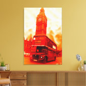 Pop Art London Bus Big Ben Red Orange Yellow Leinwanddruck (Insitu (Wohnzimmer))