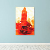 Pop Art London Bus Big Ben Red Orange Yellow Leinwanddruck (Insitu (Holzboden))