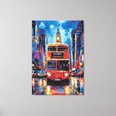 Pop Art London Bus mit Big Ben Backdrop Leinwanddruck (Vorderseite)
