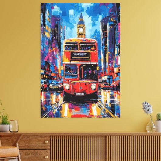 Pop Art London Bus mit Big Ben Backdrop Leinwanddruck (Insitu (Wohnzimmer))