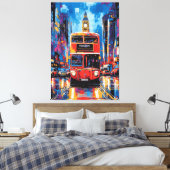 Pop Art London Bus mit Big Ben Backdrop Leinwanddruck (Insitu (Schlafzimmer))