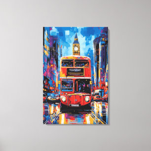 Pop Art London Bus mit Big Ben Backdrop Leinwanddruck