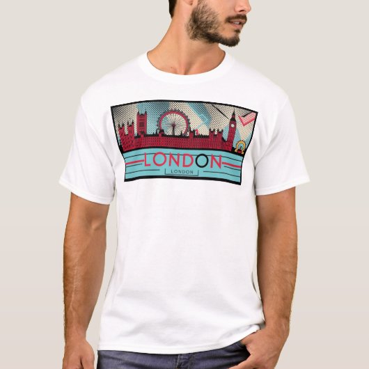 Pop-Art London Skyline 1 T-Shirt (Vorderseite)