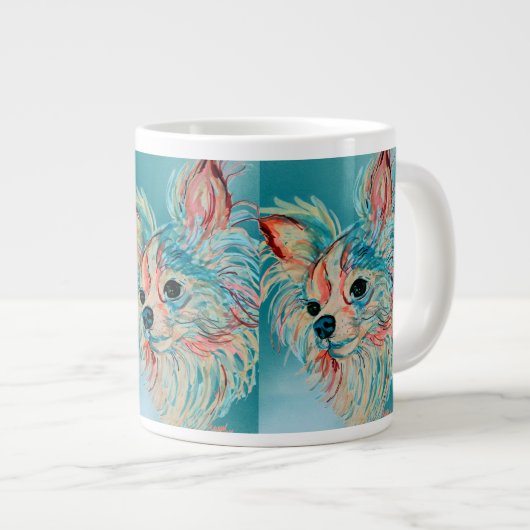 Pop Art Long Haired Chihuahua Tasse (Vorderseite Rechts)