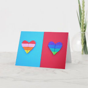 Pop Art Love Zwilling Regenbogenherzen Karte
