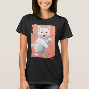 Pop Art Lustige Weiße Katze T-Shirt