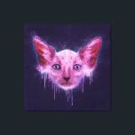 Pop Art Lykoi Werewolf Cat Leinwanddruck<br><div class="desc">Ein digitales Texturgemälde eines Katzenkopfes aus Lykoi mit Kratzern,  Spritzen und Tropfen auf einem groben strukturierten Hintergrund.</div>