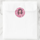 Pop-Art Mädchen-Aufkleber Runder Aufkleber (Tasche)
