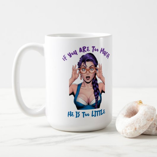Pop-Art Mädchen mit lila Haaren Kaffeetasse (Mit Donut)