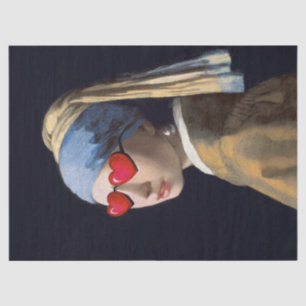 Pop-Art-Mädchen mit Perlenohrring-Decoupage Seidenpapier