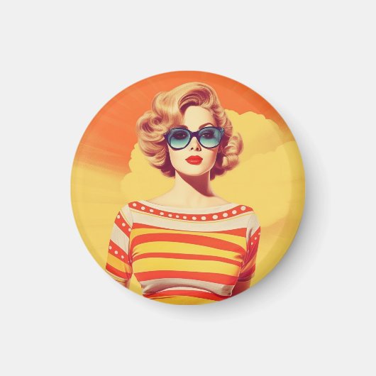Pop-Art-Magnet, Retro-inspiriertes Abzeichen, Magnet (Vorne)