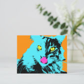Pop Art Maine Coon Cat Postkarte (Stehend Vorderseite)