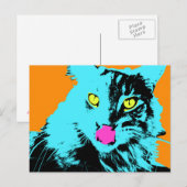 Pop Art Maine Coon Cat Postkarte (Vorne/Hinten)