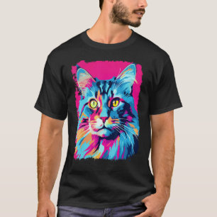 Pop-Art Maine-Coon-Katze Rosa T-Shirt