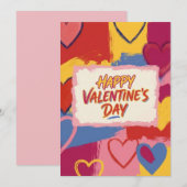 Pop-Art-Malerei zum Valentinstag  Feiertagskarte (Vorne/Hinten)