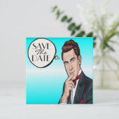 Pop Art Man Feierlichkeiten Einladung (Stehend Vorderseite)