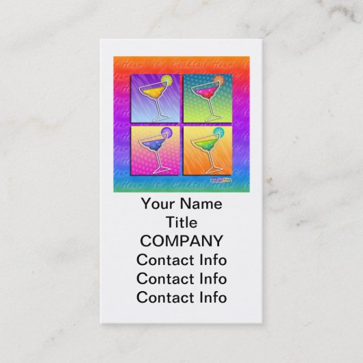 Pop Art MARGARITAS BUSINESS CARD (Vertikal) Visitenkarte (Vorderseite)