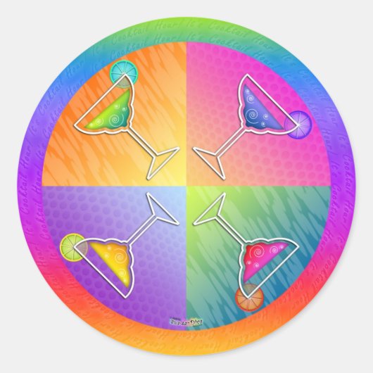 Pop Art MARGARITAS STICKER (rund) (Vorderseite)