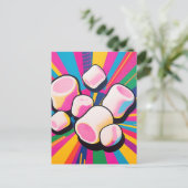 Pop-Art-Marshmallow-Explosion Postkarte (Stehend Vorderseite)