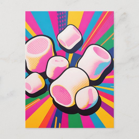 Pop-Art-Marshmallow-Explosion Postkarte (Vorderseite)