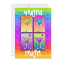 Pop Art MARTINIS Party Einladung (12x18)