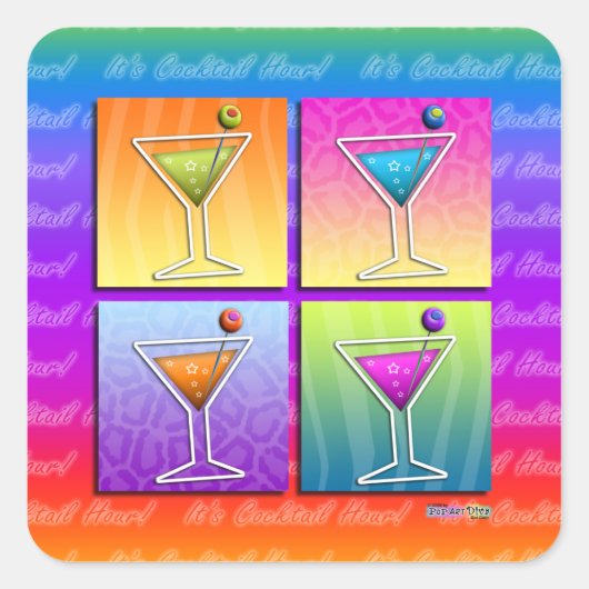 Pop Art MARTINIS STICKER (sq) (Vorderseite)