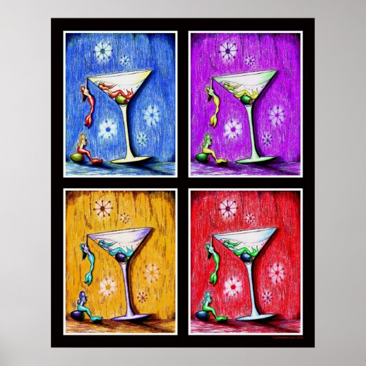 Pop Art Mermaid Martinis Poster (Vorne)