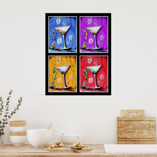 Pop Art Mermaid Martinis Poster (Küche)