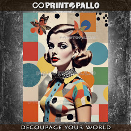 Pop Art Mid Century Collage: Frauen und Schmetterl Seidenpapier