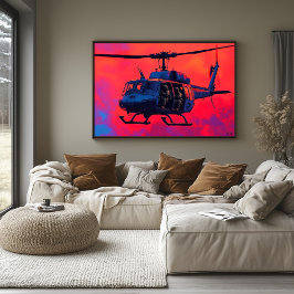 Pop Art Militärhubschrauber - Luftfahrtszene Poster