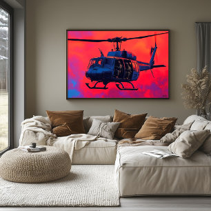 Pop Art Militärhubschrauber - Luftfahrtszene Poster