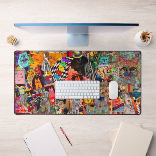 Pop Art Mixed Media Hunde und Katzen Desk Mat Schreibtischunterlage (Büro 1)
