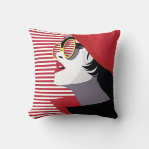 Pop-Art-Mode Frau Vintage Kissen