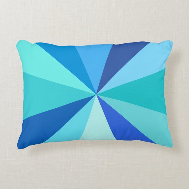 Pop Art Modern 60er Funky Geometric Rays in Blue Dekokissen (Vorderseite)