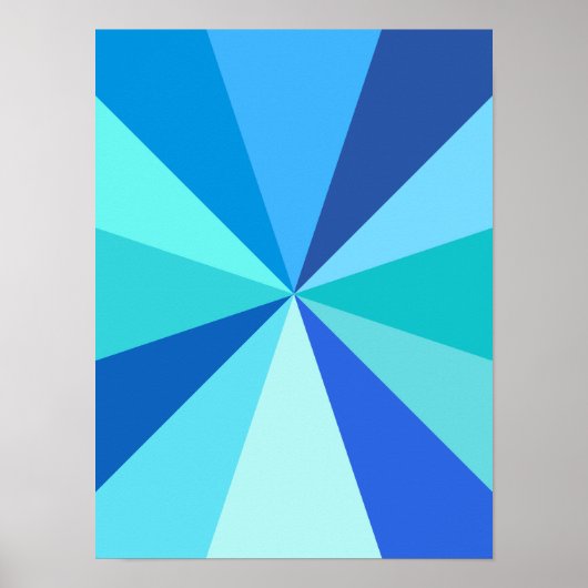 Pop Art Modern 60er Funky Geometric Rays in Blue Poster (Vorne)