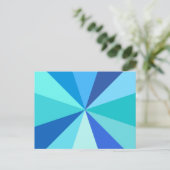 Pop Art Modern 60er Funky Geometric Rays in Blue Postkarte (Stehend Vorderseite)