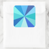 Pop Art Modern 60er Funky Geometric Rays in Blue Quadratischer Aufkleber (Tasche)