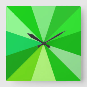 Pop Art Modern 60er Funky Geometric Rays in Green Quadratische Wanduhr