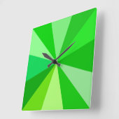 Pop Art Modern 60er Funky Geometric Rays in Green Quadratische Wanduhr (Winkel)