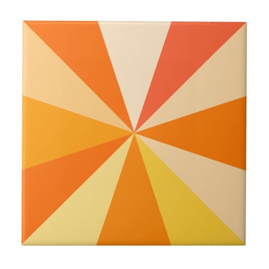 Pop Art Modern 60er Funky Geometric Rays in Orange Fliese (Vorderseite)