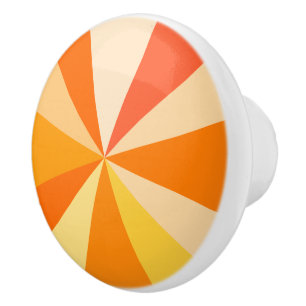 Pop Art Modern 60er Funky Geometric Rays in Orange Keramikknauf