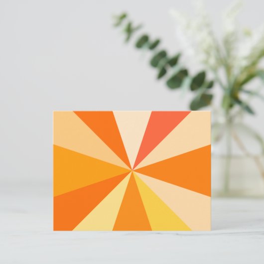 Pop Art Modern 60er Funky Geometric Rays in Orange Postkarte (Stehend Vorderseite)