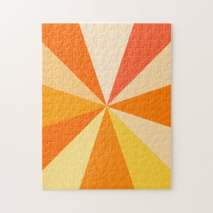 Pop Art Modern 60er Funky Geometric Rays in Orange Puzzle