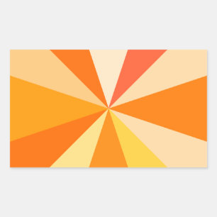 Pop Art Modern 60er Funky Geometric Rays in Orange Rechteckiger Aufkleber