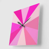 Pop Art Modern 60er Funky Geometric Rays in rosa Quadratische Wanduhr (Winkel)
