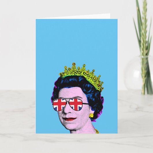 Pop Art Modern Fun HM Queen in Union Jack Brillen Karte (Vorderseite)